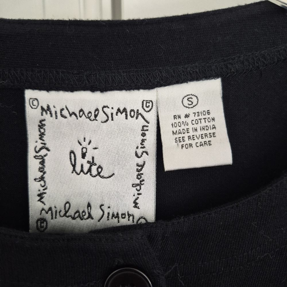 Michael Simon Cardigan Black Fish Embroidered Long Sleeve Button Up Size S - Picture 4 of 9